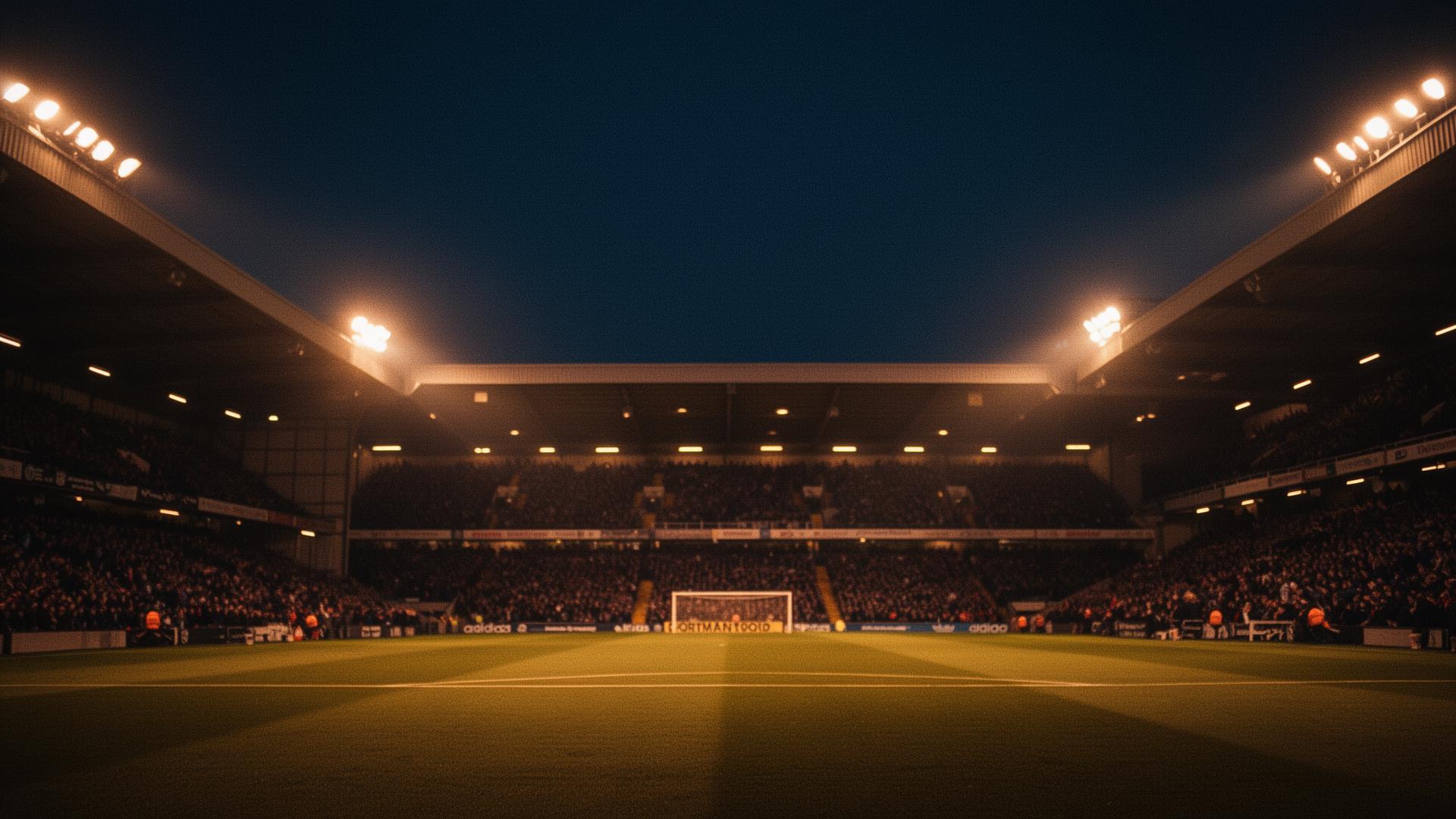 Cinematic Premier League stadium at night